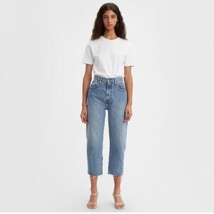 Levi's distressed Made & Crafted Barrel Crop Jeans